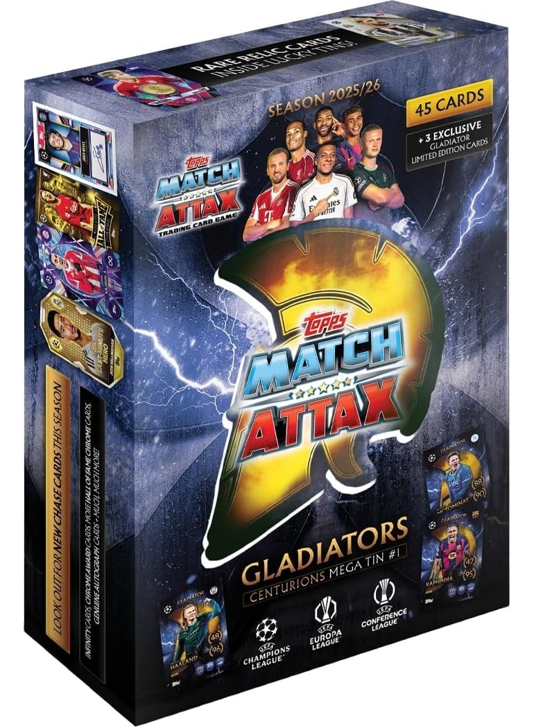 Topps UCC Match Attax 2025/26 - Mega Tin - Centurions - contains 45 Match Attax cards plus 3 exclusive Gladiators LE cards. - Image 1
